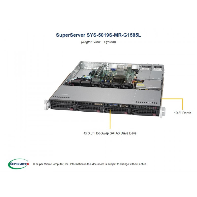 Supermicro SuperServer 1U 5019S-MR-G1585L
